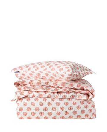 Lexington SengeSengesettt i bomullssatin med hvitt/korallprint