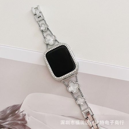 Klockarmband för Apple Watch iWatch 38mm /2/3 generation Silver med vit