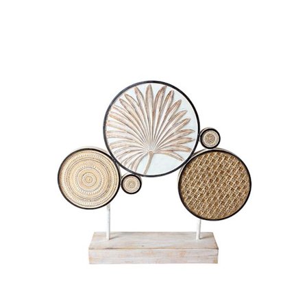 Polyresin-metallitoteemi, 44x11x41cm, Beige/Valkoinen