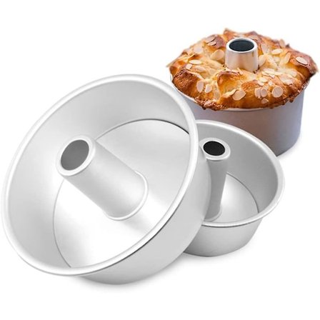 Angel Food Cake Form, 8 tum Rund Chiffon Cake Form Aluminium Rörform Bakform med Avtagbar Botten