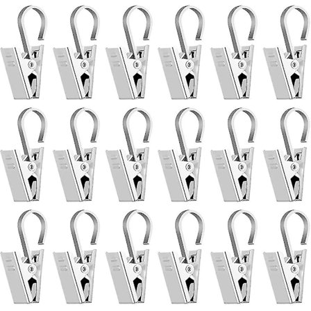 24 st Gardinklämmor Metallklämmor med Krokar för Gardiner Ljuskedjor Foto (återanvändbara)