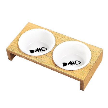 1 kpl lemmikin kaksoiskuppi keraaminen bambuinen vesikulho ruoka-annostelija ruokakulho koirille lemmikeille kissoille pennuille