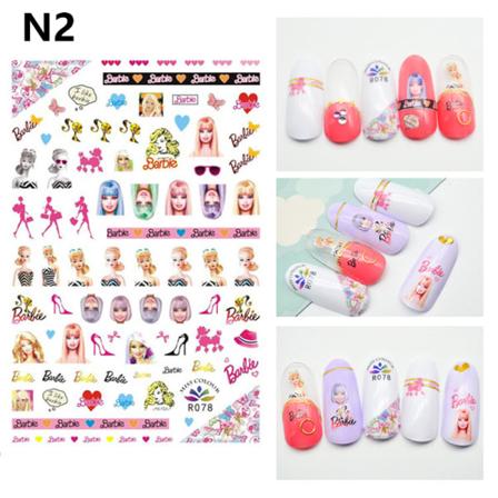 Barbie nagelklistermärken prinsessa Y2K flickor rivbara nagelkonst vatten, 5 stycken