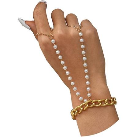 Ringarmband Handkedja Kedja För Kvinnor, boho Handkedja Ringarmband, Finger Ringarmband Handkedja Kedjor För Flickor Hand Smycken - -