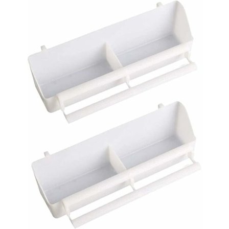 Hvid fuglefoder skål, 2 stk. plast fuglefoder skål, fuglebur foder skål med rum til papegøje, kanariefugl, spurv-