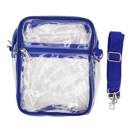 Klar Messenger Bag PVC Transparent Dragkedja Vattentät Justerbar Handväska Messenger Axelväska för pojkar Flickor Blå