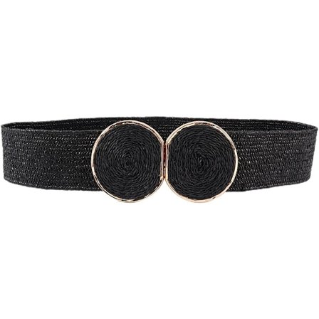 Naisten punottu paksu vyö, muodikkaasti reiätön, leveä raffiakuosi, joustava rantavyö kesämekkoon