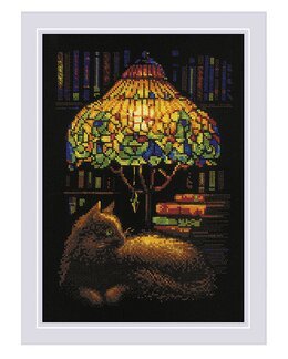 Broderikit Tavla Bok-kväll med katt