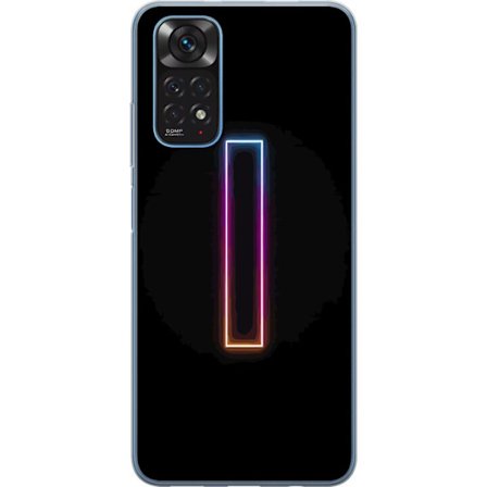 Kompatibel Mobilcover til Xiaomi Xiaomi Redmi Note 11 Minimalistisk neonbogstav I i regnbuefarver mod mørk baggrund