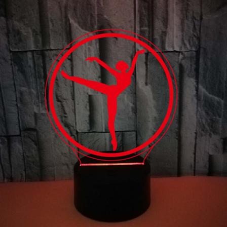 JUSTUP Ballerina Natlampe Farverig 3D Lys med Touch Fjernbetjening Bordlampe 3D LED Illusion Lys --- Sort Sæde