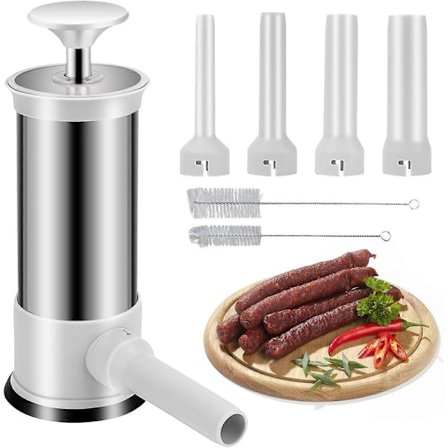 Korvstoppare, Köksmaskin för Hemmagjord Korv med 4 Stoppningsrör, Vertikal Korvmaskin Snabb Korvfyllning, 1 kg