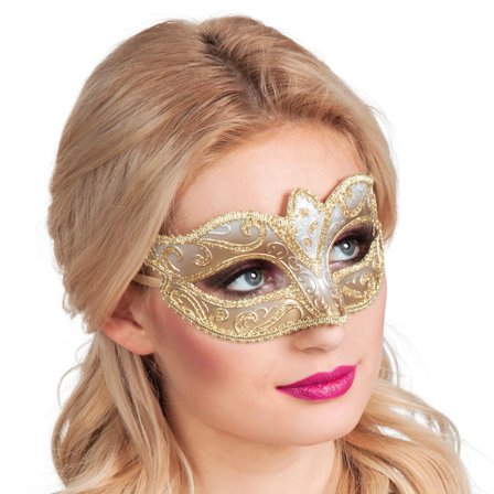 Hvid og Guld Maske med Gulddetaljer