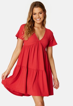 BUBBLEROOM Tianna flounce dress Red Klær