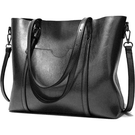 Damehåndtasker Blødt læder Stor kapacitet Retro Vintage Top-håndtag Casual Pocket Tote Skulder Cross-body tasker