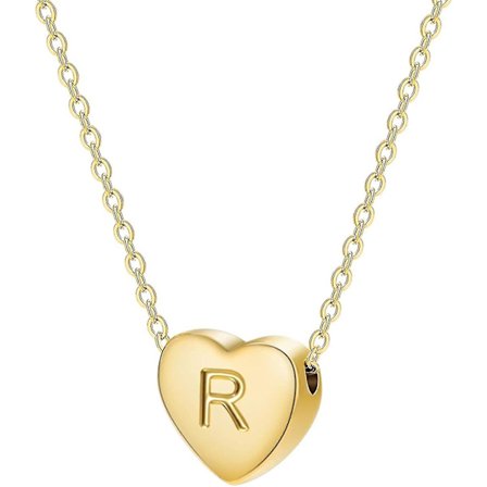Halsband Bokstav A till Z 26 Bokstäver Hjärtformad Berlock Halsband, Alla hjärtans dag Present till henne, Guldpläterat Personligt Halsband för 