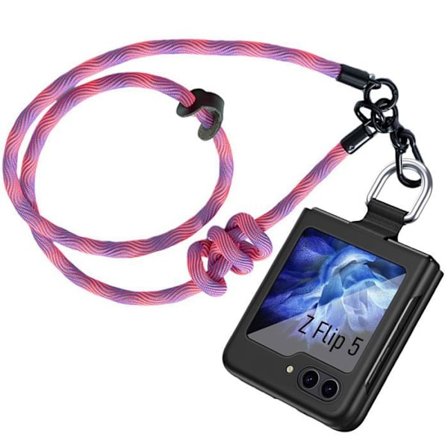 Skyddsfodral - BOOLING - för Samsung Galaxy Z Flip 5 - Förstärkta hörn - Avtagbart snöre - Stötsäker