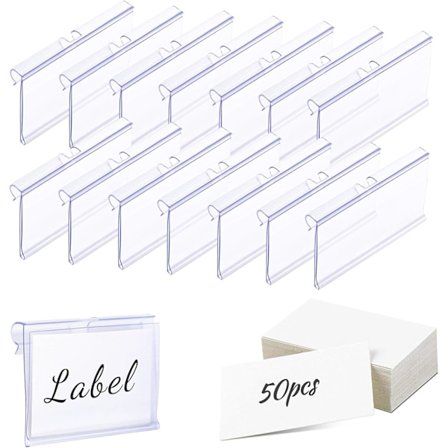 50 st Klar Plast Etiketthållare för Trådhylla, Detaljhandelsprisetikett, Korg Etiketter, Clip Etiketter, Skylthållare för Supermarketprodukter_max