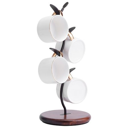 Kaffemuggställ, Muggträd för Bänk, Förvaring för Tekoppar på Bänk, Dekoration för Pausrum & Köksorganisatör, Svart