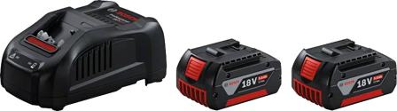 Bosch 2x GBA 18V 5.0Ah+GAL 1880 CV Laddpaket 2st 18V 5,0Ah Li-ion, Batterier & laddare