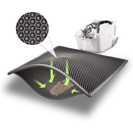 Kattströmatta som matta och underlag - 60x40 cm - Halkfri svart