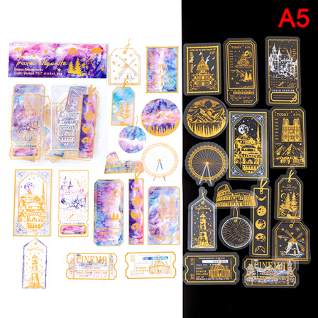 30 St/påse Vintage Blommig Bronzing Klistermärke Pack Litterära Djur