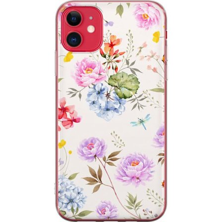 Kompatibelt Mobildeksel til Apple Apple iPhone 11 Blomstrete mønster med håndmalte blomster, sommerfugler og insekter i romantisk skandinavisk stil