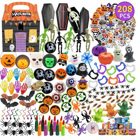 Halloween Leksaksset, Lärleksaker för Barn, Klemmbara Pennor, Pumpaklistmärken, DIY Adventskalender Överraskningslåda