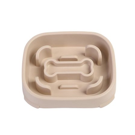 Anti-kvælningsskål til langsom fodring til hunde, store og mellemstore hunde, lysebrun KLB