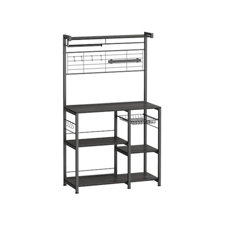 Rootz køkkenhylde med magnetstribe 12 kroge Ibenholt-sort - Spånpladestål Holdbar opbevaring - 42 cm x 90 cm x 167,3 cm