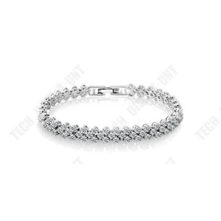 Armbånd - TD - Kunstig Zirkon - Sølvfarvet - 16,5cm - Kvinde