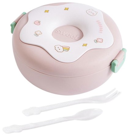 Söt Tecknad Munk 1000ml Matlåda Mikrovågsugnsbar Bento Behållare med Fack Studenter Tillbehör