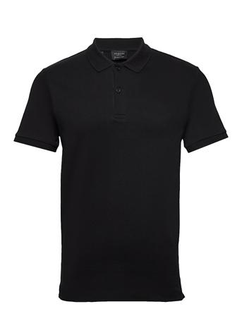Slhparis Ss Polo B Polos Short-sleeved Svart Selected Homme