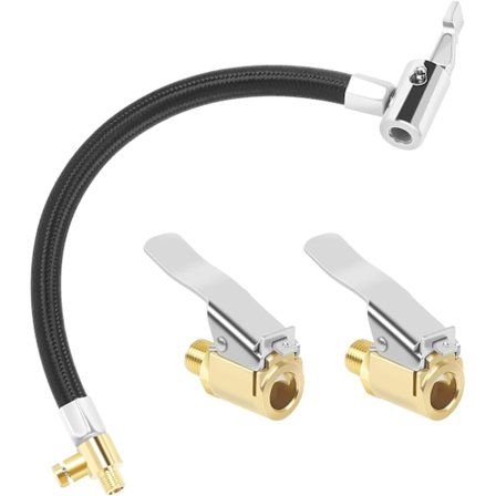 Schrader ventilinflator slange sykkelpumpe forlengelsesslange ledning (20 cm), hannlig ledning gummi dekk inflator inflator dekk luftslange, og 2 stk 