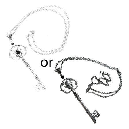 Vintage Skull Key Halskjede Statement Anheng Kjede Gotiske smykker Punk Choker Chain Halloween Smykker Gave Ikke lett Fade