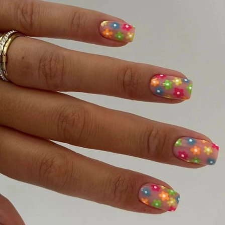 24 st Fyrkantiga Nagelspetsar Design Falska Naglar Tryck På Naglar Konstgjorda Lösnaglar