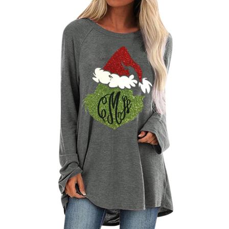 Kvinnor Raglan Rutig Långärmad Jul T-shirt Casual Xmas