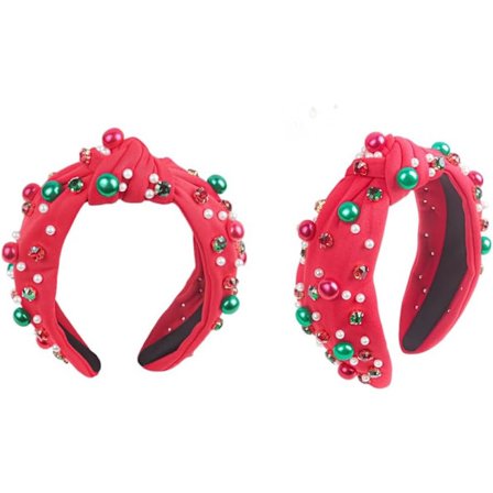 2 stk. Julehårbånd til Kvinder Jul Strass Knude Hårbånd til Kvinder Juvelbesatte Krystaludsmykkede Dame Twist Brede Hårbånd Tilbehør