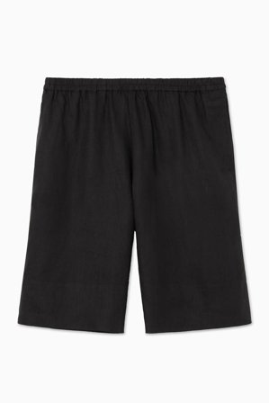 COS Women's Elasticated Linen Shorts in Black