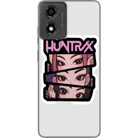 Yhteensopiva Puhelinkuori Motorola Moto E14 K-pop-inspiroitunut futuristinen tyttöryhmä neonvaloissa ja kosminen sci-fi-kohtaus