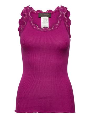 Silk Top W/ Lace T-shirts & Tops Sleeveless Lilla Rosemunde*Betinget Tilbud
