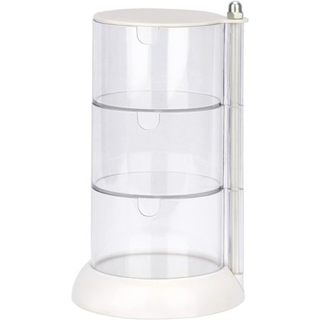 3-kerroksinen läpinäkyvä korujen järjestäjä, 360° kääntyvä akryylinen hiustarvikkeiden järjestäjä, hiusklipsi, hiuslenkki, korvakorujen 