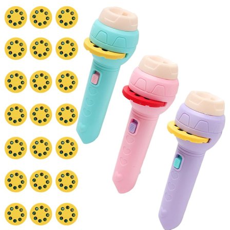 3 stk. Slide Projektor Lommelygte Pædagogisk Læringslegetøj Natlampe til Børn