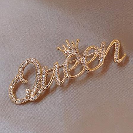 Rhinestone Queen Brosjer for kvinner 2-farge Crown Letters Party