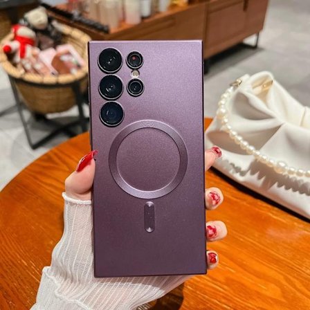 Luksuriøst trådløst ladende Magsafe-deksel Kompatibelt med Samsung Galaxy S23 S22 S21 S20 Ultra FE Plus Note 10 20 Mykt Magsafe Bumper-deksel