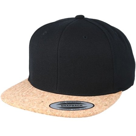 Yupoong - Svart snapback Keps - Black/Cork Snapback @ Hatstore