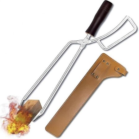 Grillkolstång i kolstål med ergonomisk design, salladsklämma, grillklämma, köttklämma, träklämma, grillklämma, köksredskap