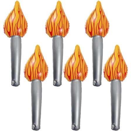 6 stk. oppustelig fakkel sjov fakkel oppustes til olympiske lege, 16 tommer falsk fakkel plastik olympisk fakkel rekvisit til olympiske 