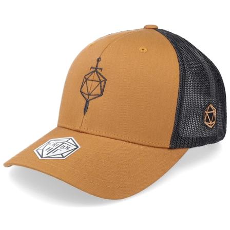 Critiql Hit - Sword D20 Dice Caramel/Black Trucker Trucker Brown Cap - @ Hatstore