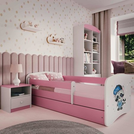 Kocot Kids Barnsäng - Babydreams Rosa - Racoon Med Låda Och Madrass 140x70 Cm - Litenleker