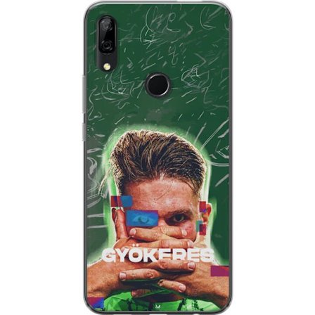 Yhteensopiva Puhelinkuori Huawei P Smart Z Lamine Yamal Barcelonan pelipaidassa, jossa on neonvaloja ja punaisia ja sinisiä salamoita dramaattisessa e